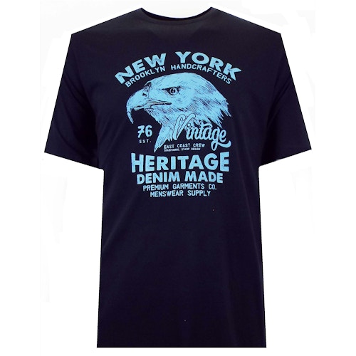 Spionage New York Eagle Print T-Shirt Marineblau